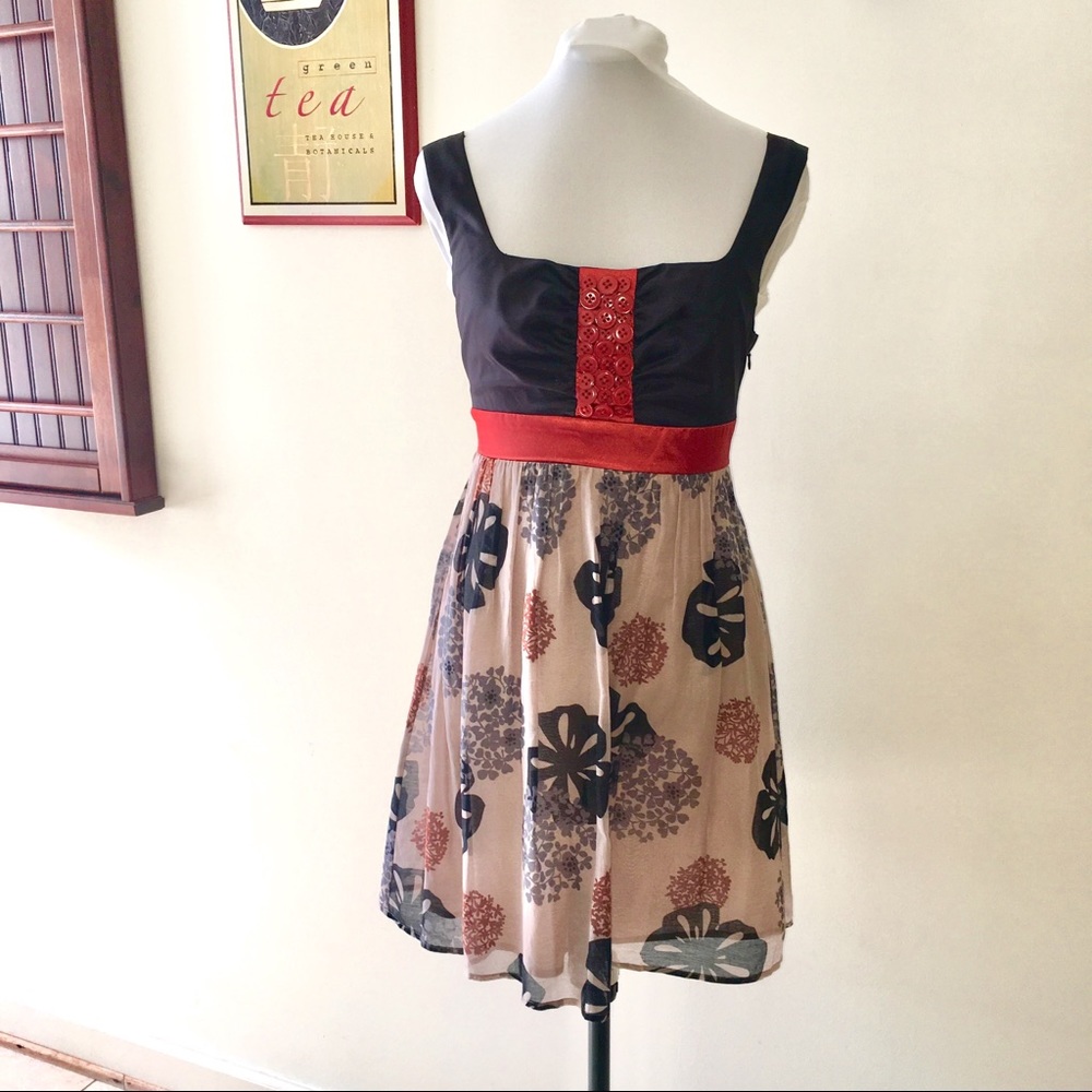 Anthropologie Bow & Arrow Buttonblossom Silk Dress Gem